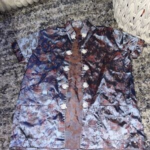 Solz Squirrel traditional Chinese silk jacquard short sleeve jacket/top/blouse